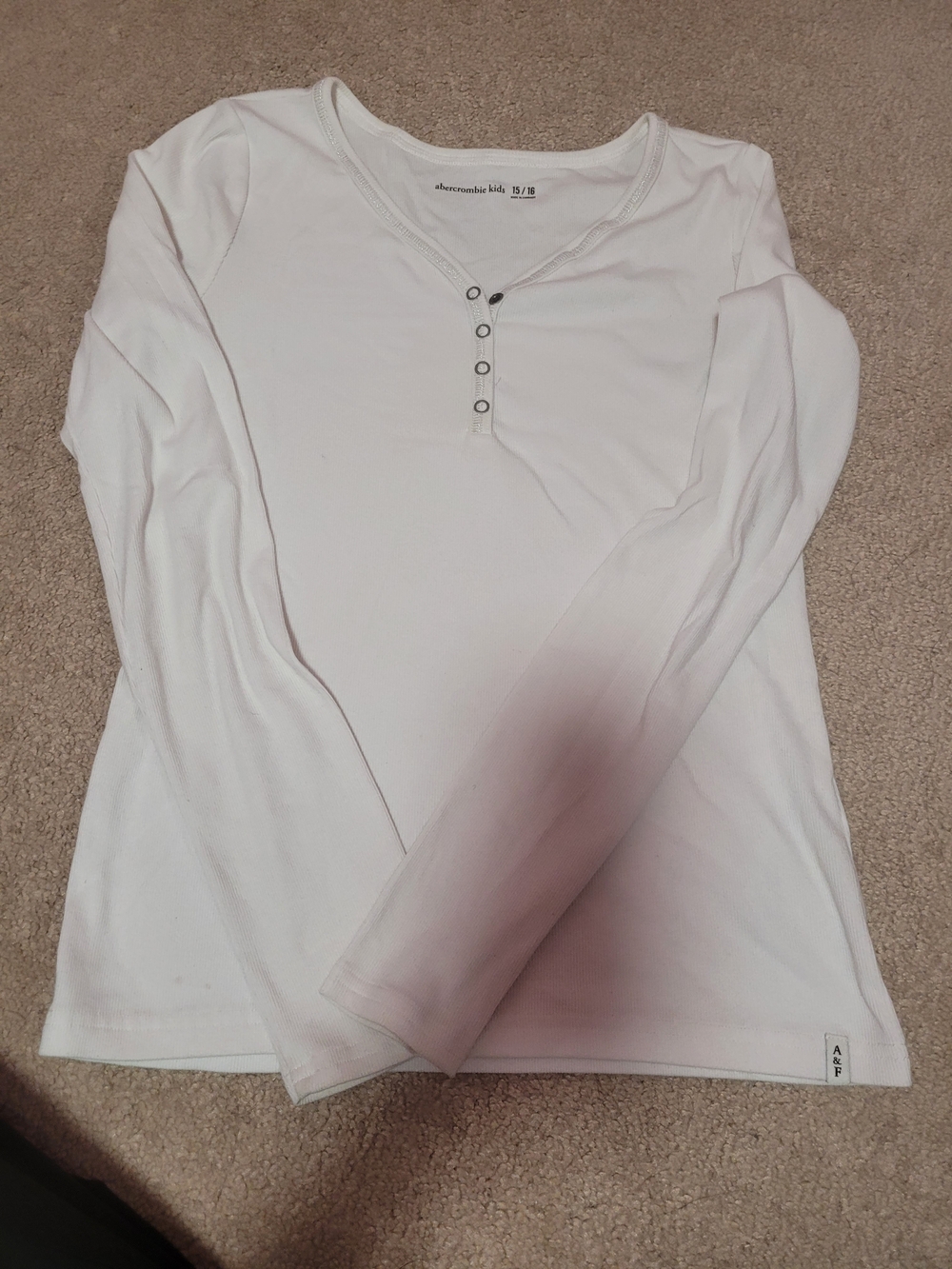 Abercrombie kids White Long-Sleeve Henley Top